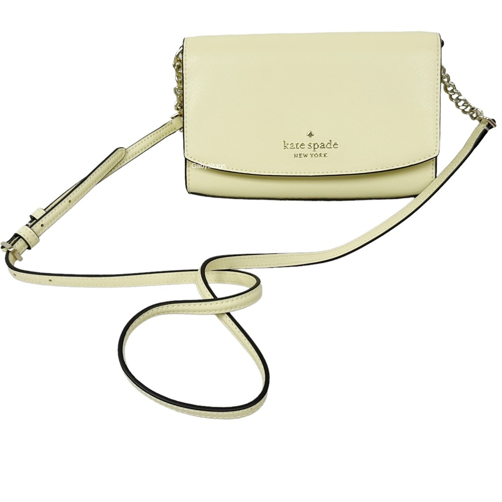 Kate Spade Staci Small Flap Chain Crossbody Lemon Fond Yellow - Picture 4 of 7